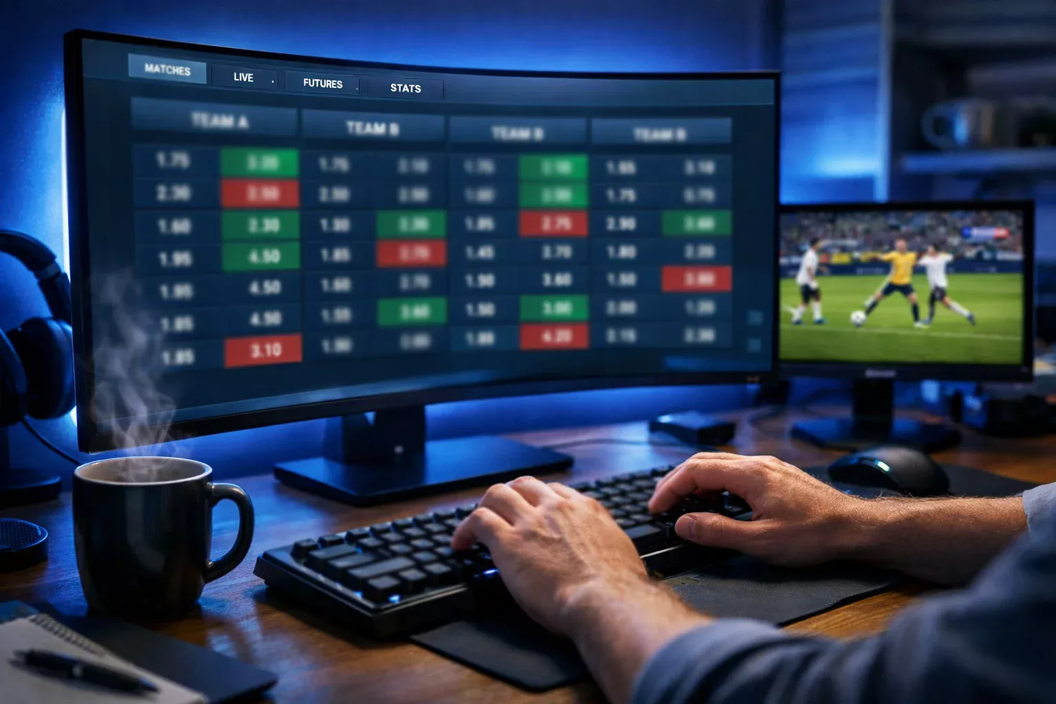 Quotenvergleich verschiedener Buchmacher auf einem Bildschirm